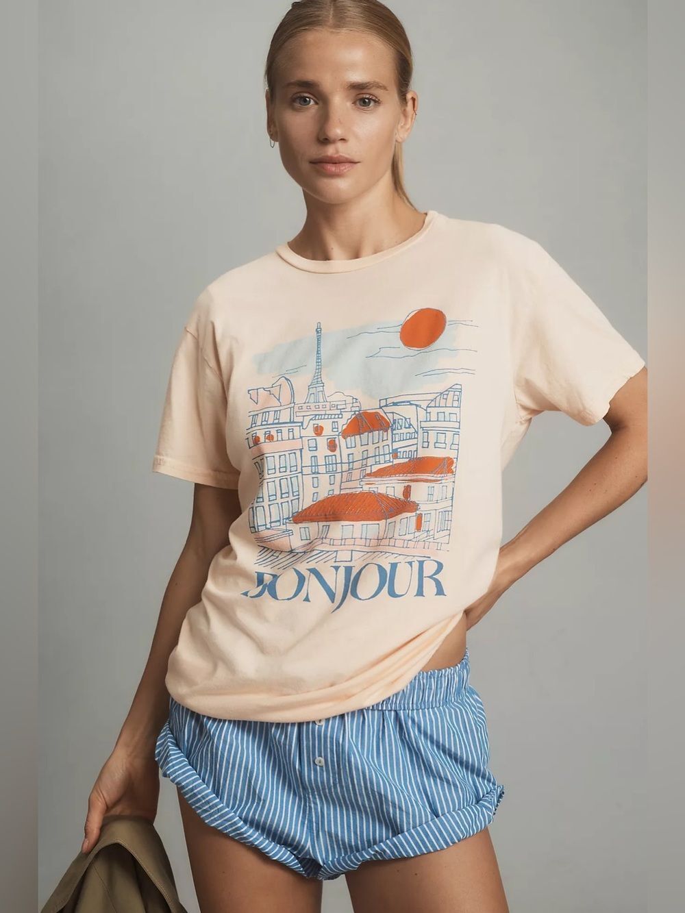 New Anthropologie Original Retro Brand Bonjour Graphic Tee Size S